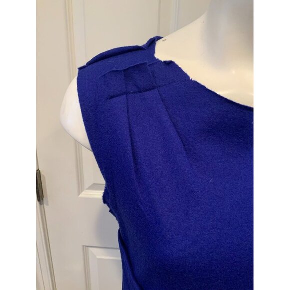 Maje Blue Wool Blend Sheath Dress W/ Exposed Seams, Size 2 (Medium) - Picture 4 of 8